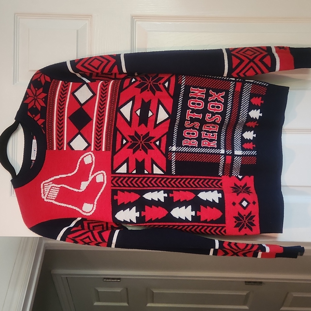 EUC Mens S MLB By KLEW Boston Red Sox Holiday Fair Isle Ugly Christmas Sweater